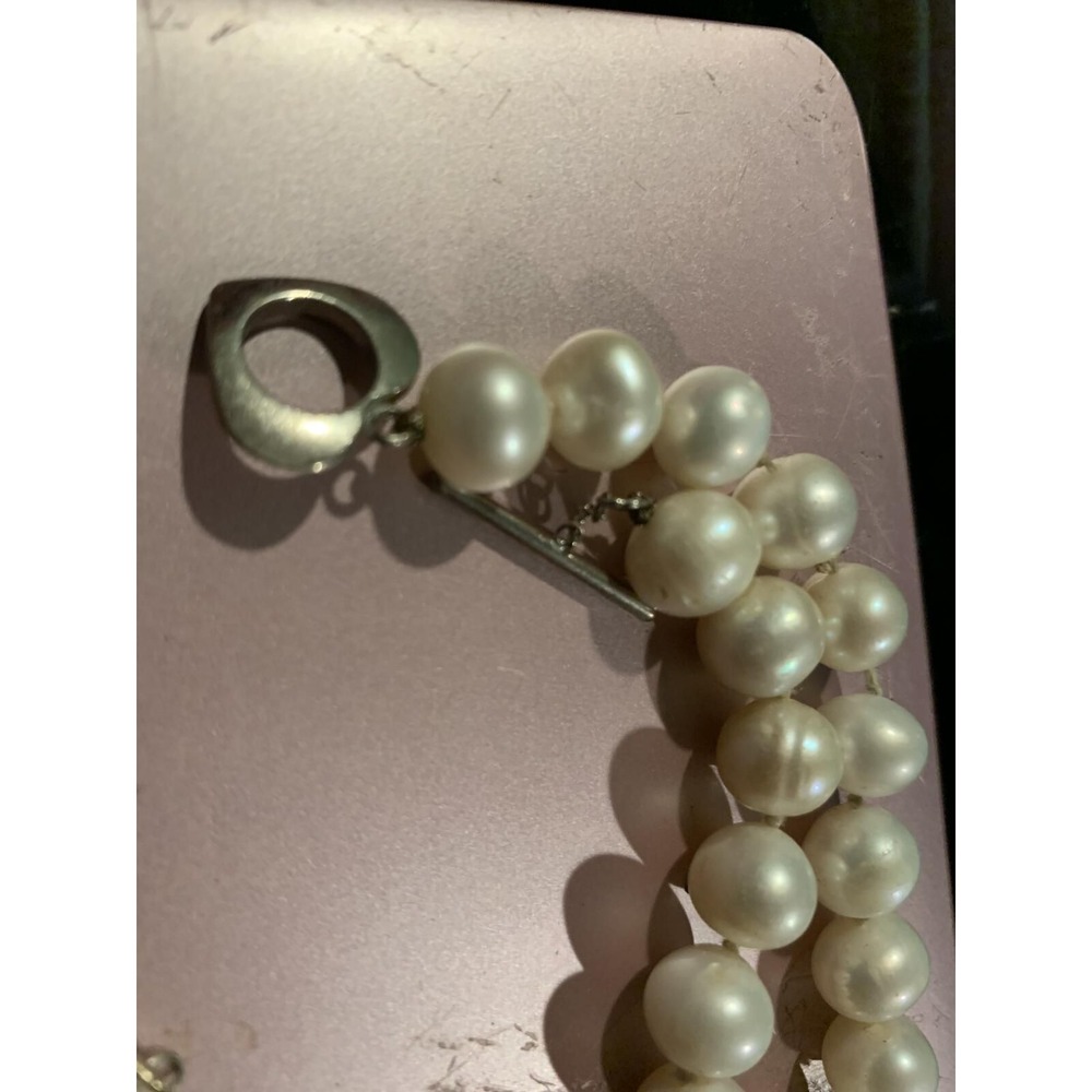 Classic Pearl Beaded Bracelet Silver Heart Toggle Clasp White Bridal Jewelry